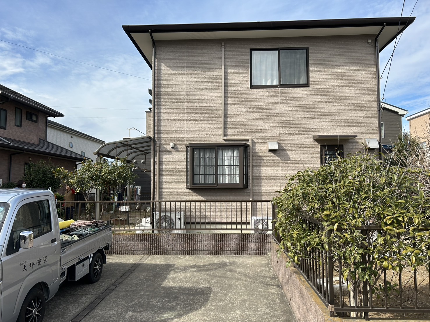 木更津市　外壁塗装とアルミ玄関ドア塗装